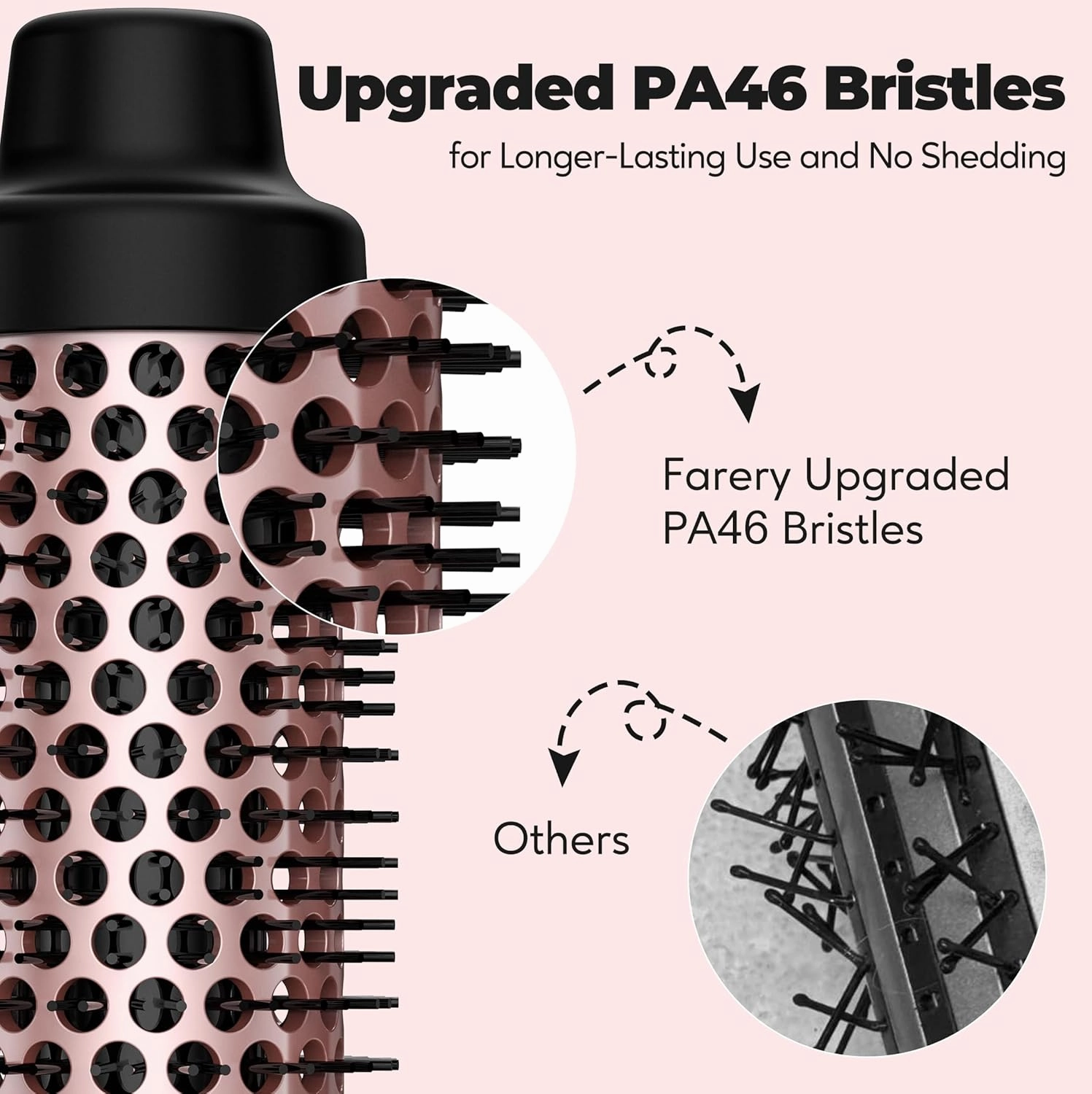 Upgraded Farery Thermal Brush, Non-Blowing Heated Round Brush, 1 1/2 Inch Hot Curling Brush with Adjustable Temp, Easier & Faster & Smoother, Dual Voltage for Travel, Longer Lasting Bristles