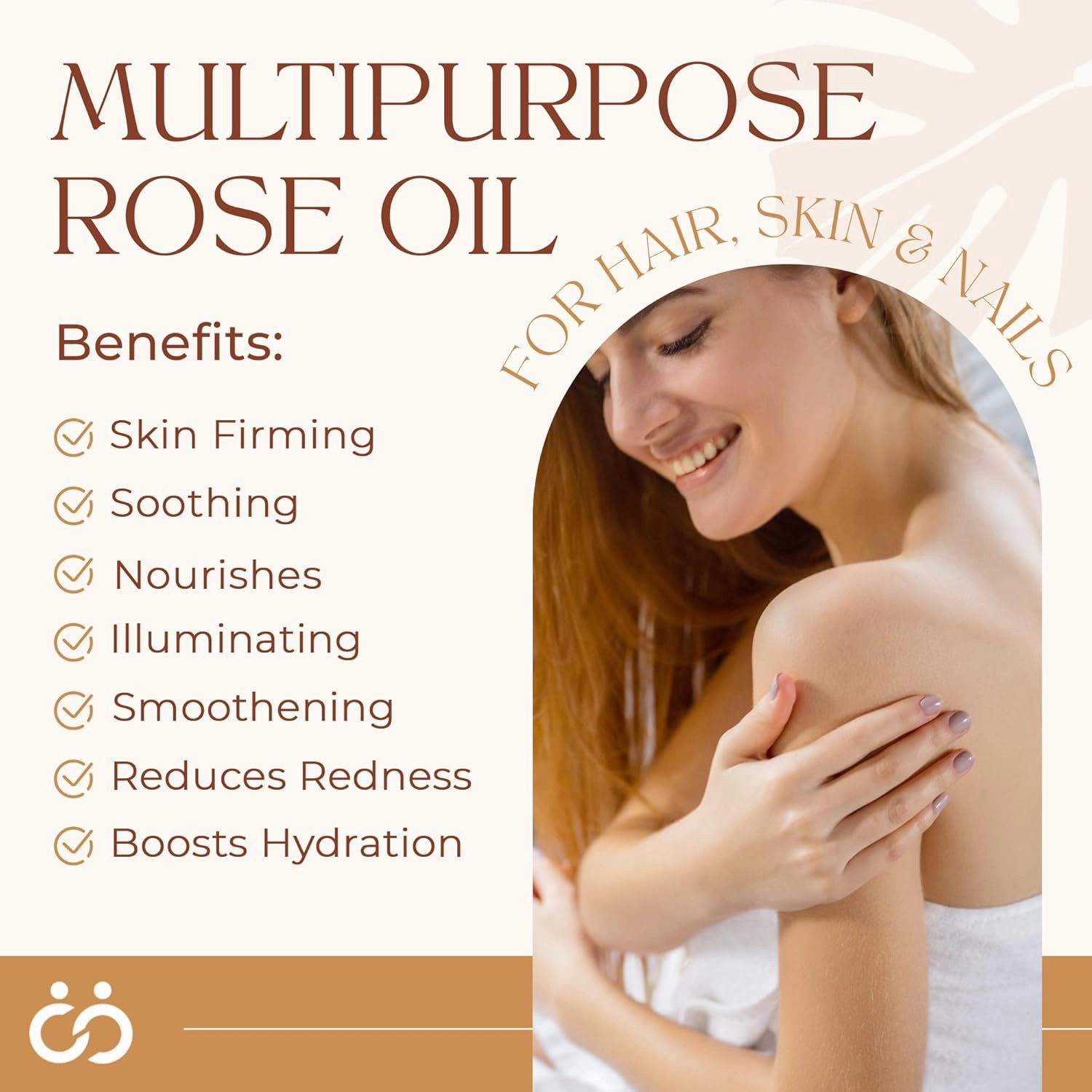 USA Made Multipurpose Rose Oil, Moisturizing Hair & Body Oil, Vitamin E Oil with Apricot, Sweet Almond, and Bergamot Essential Oils for Skin, Body & Face Oil for