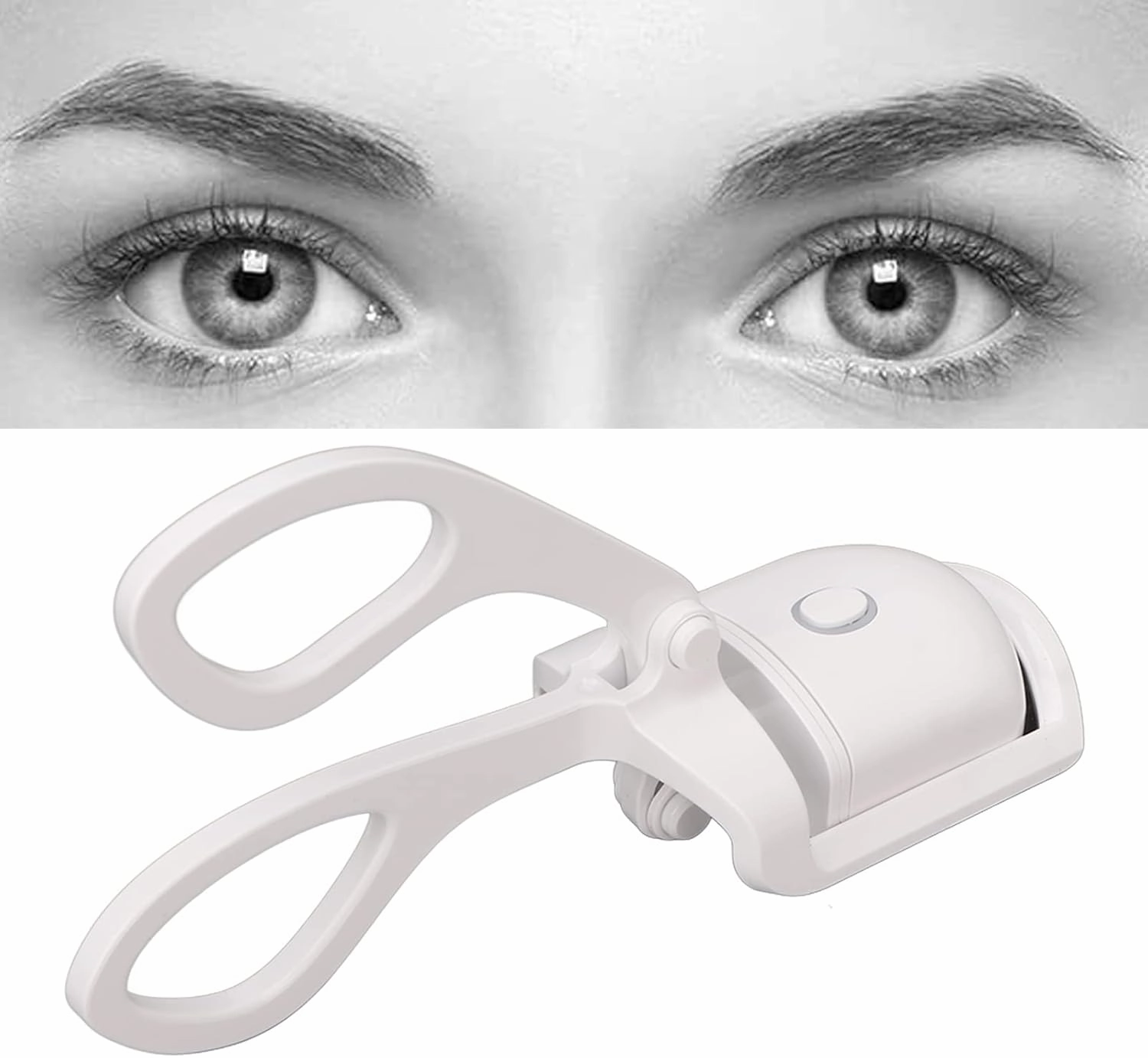 USB Rechargeable Eyelash Curler - Heated Eyelash Curling Tool, Heated Eyelash Styler,with Mini Temperature Control for Travel-Friendly Lash Styling (White)