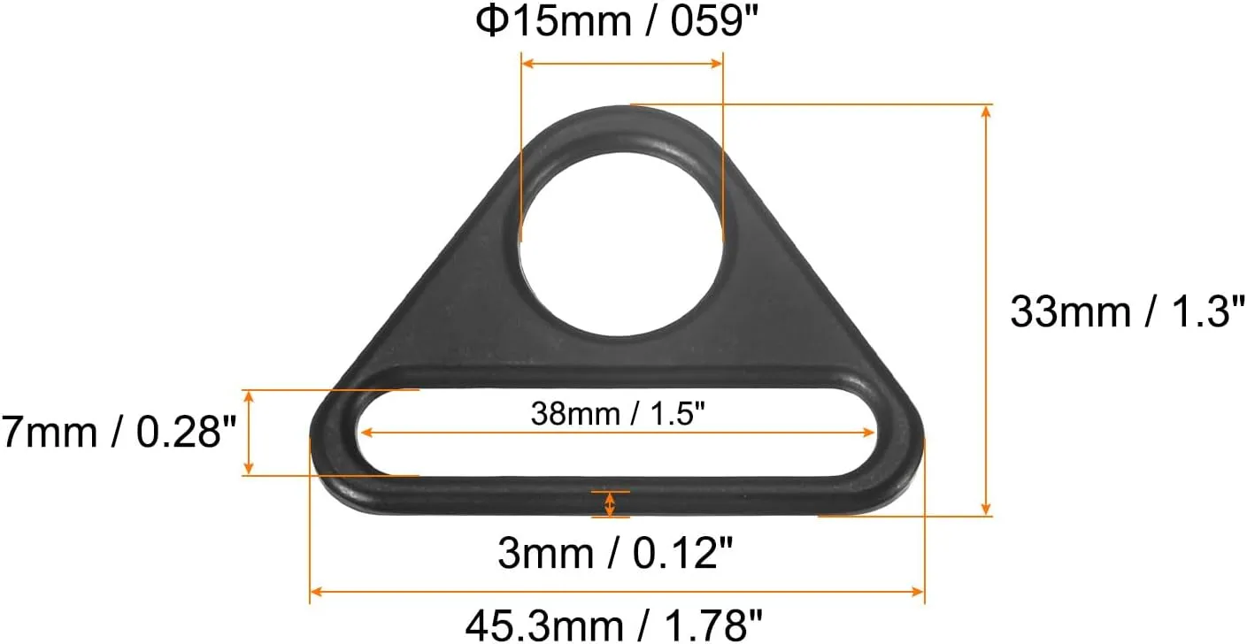 uxcell Triangle Buckle Adjuster, Triangle D Rings Adjuster Triangle with bar Swivel Clip for Bag Strap