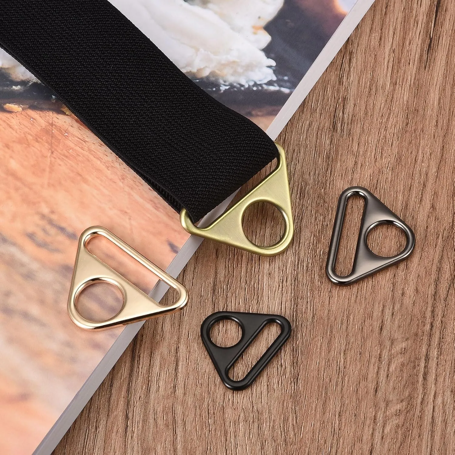 uxcell Triangle Buckle Adjuster, Triangle D Rings Adjuster Triangle with bar Swivel Clip for Bag Strap