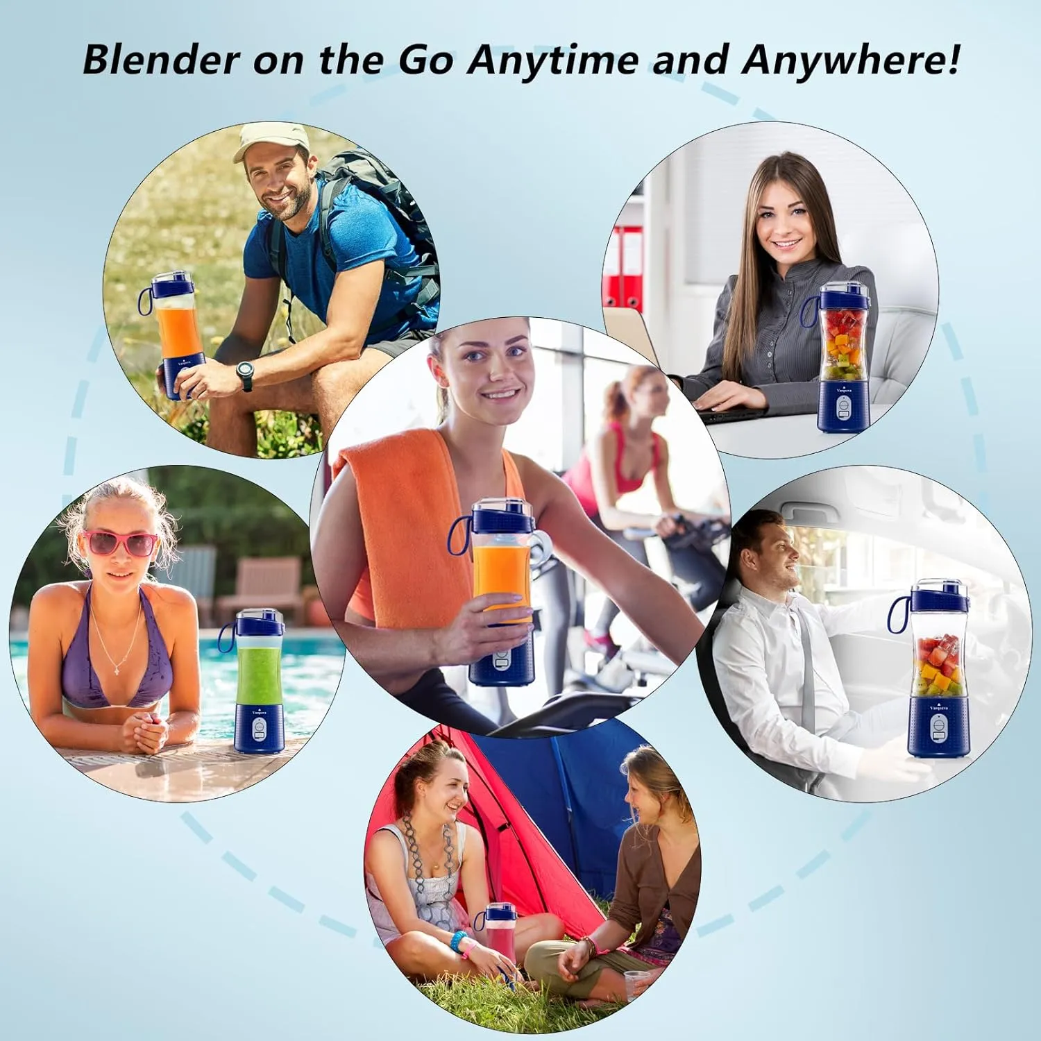 Vaeqozva Portable Personal Blender for Shakes & Smoothies - Mini USB Rechargeable 16Oz Blender Cup for Travel & Sports