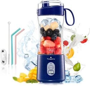 Vaeqozva Portable Personal Blender for Shakes & Smoothies - Mini USB Rechargeable 16Oz Blender Cup for Travel & Sports