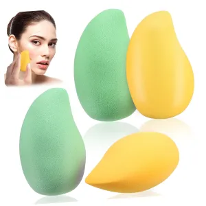 Vaguelly 4pcs Mango Shaped Makeup Sponges for Liquid Foundation Concealer Blusher Unique Design for Precision Application Makeup Tools Colors