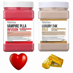 Vampire & 24K Gold Jelly Mask, Facial Skin Care- Collagen Peel-Off Jelly Mask Set, Jelly Mask For Facials, Hydrojelly Masks,Vegan Peel Off Face Mask, For Brightening & Nourishing