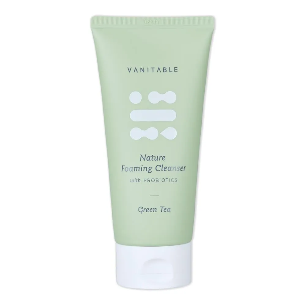 Vanitable - Nature Foaming Facial Cleanser with Probiotics - Natural Ingredients with Green Tea, Rose, Lavender, Hibiscus, Chamomile - Gentle Cleansing, Exfoliating, Soothing Face Wash - 6.09 fl oz