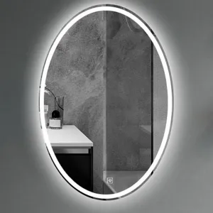 Vanity Mirror With Lights, 23.6 X 31.5 Inch Oval LED Bathroom Mirror, 3 Colors Light Dimmable Wall Mounted Lighted Bathroom Vanity Mirror Smart Makeup Mirror Touch Switch, Large Lighted Makeup Mirror(
