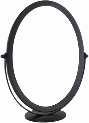 Vanity Makeup Mirror Oval Mirror Table Style Bedroom Desk Adjustable Iron Makeup Mirror Cute Simple Dressing Mirror Table Desk Vanity Makeup Mirror(Color:Black)