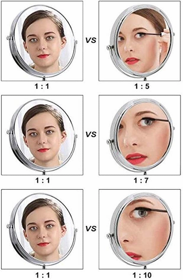Vanity Makeup Mirror with Lights, Bathroom Mirror Wall Mount Square 8inch 3X Magnification Cosmetic Mirror 180 Rotating Extendable Shaving in Bedroom,Rose Gold_Powered by Plug (Color : Rose Gold, Si