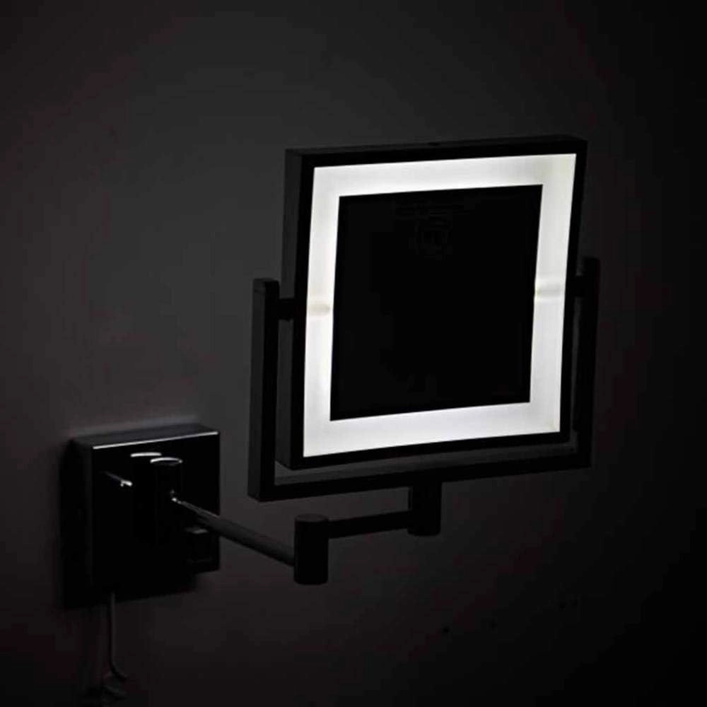 Vanity Makeup with Lights Square, Cosmetic 3X Magnification Double Sided Extendable for Shaving in Bedroom(Silver)