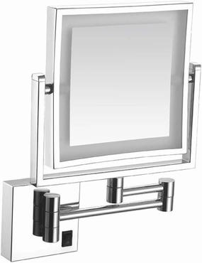 Vanity Makeup with Lights Square, Cosmetic 3X Magnification Double Sided Extendable for Shaving in Bedroom(Silver)