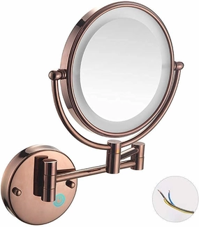 Vanity Mirror Bathroom Makeup Mirror Wall Mounted Led 8 Inch 10X Magnification(Rose Gold,10X)