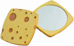 Vanity Mirror Handheld Mirror Small Makeup Mirror Portable Portable Mirror Cowhide Cheese Design High-Definition Makeup Mirror Household Cosmetic Mirror
