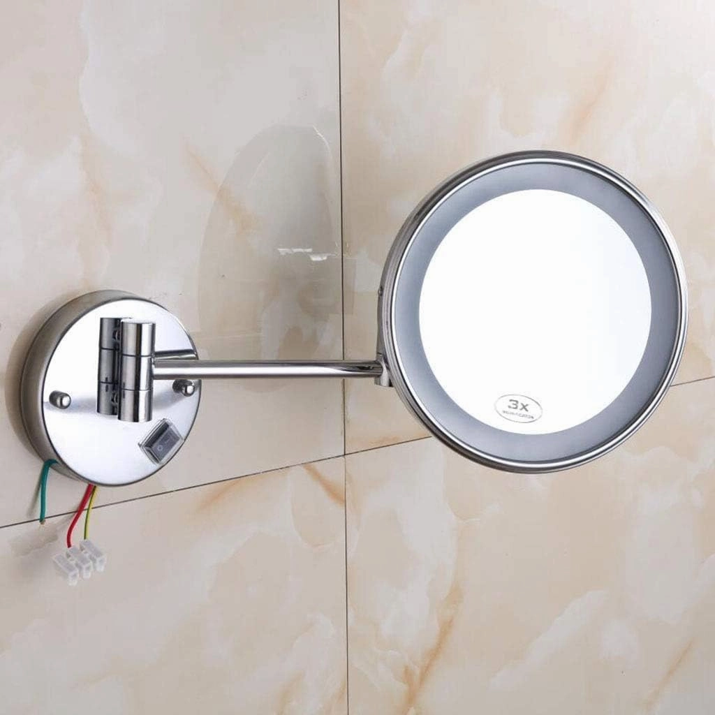 Vanity Mirror Magnifying Mirrors Wall Mirror 8 inches Shaving Mirror Round Cosmetic Mirror Makeup Folding for Hotels Nickel 3X