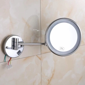Vanity Mirror Magnifying Mirrors Wall Mirror 8 inches Shaving Mirror Round Cosmetic Mirror Makeup Folding for Hotels Nickel 3X