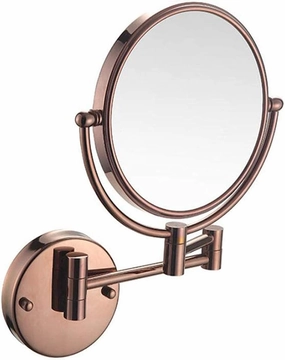 Vanity Mirror Wall Mount 8inch Makeup Mirror Round 360 Rotating Cosmetic Mirror Double Sided Bathroom Mirror Extendable Shaving in Bedroom Black_7X(10x)