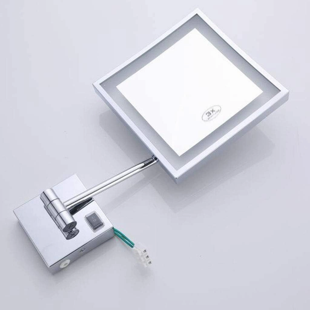 Vanity Mirror with LED Light Wall Makeup Mirror Magnifying Mirrors 3X ??8 inches Square Cosmetic Mirror Shaving Mirrors decuado Gold Powered by Plug, Chrome