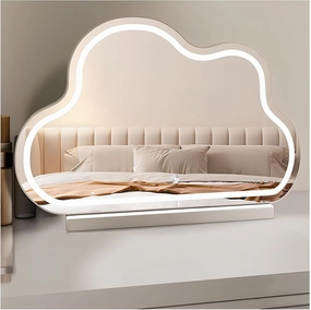 Vanity Mirror with Light, Led Illuminated Table Mirror, Decorative Mirror for Bedroom, 3 Colours of Light, with Metal Framed(White)