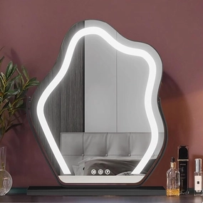 Vanity Mirror with Lights, LED Makeup Mirror, Lighted Makeup Mirror with Lights, Smart Touch Control Dimmable 3 Modes Light 360°Rotation White Dressing Table Makeup Mirror(Black,30x43cm)