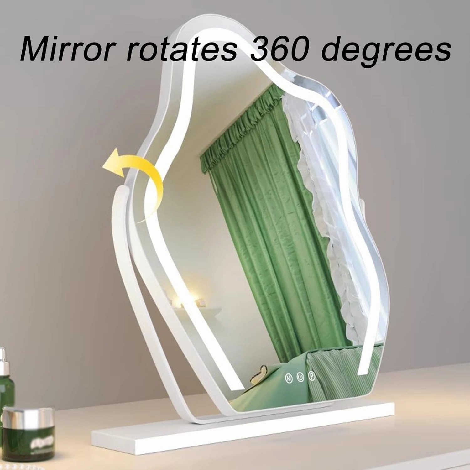 Vanity Mirror with Lights, LED Makeup Mirror, Lighted Makeup Mirror with Lights, Smart Touch Control Dimmable 3 Modes Light 360°Rotation White Dressing Table Makeup Mirror(Black,30x43cm)