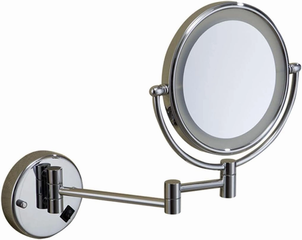 Vanity Mirror with Lights, Makeup Mirror Wall Mount Cosmetic Mirror Double Sided Bathroom Mirror Extendable Shaving in Bedroom,Silver_Hardwired Connection