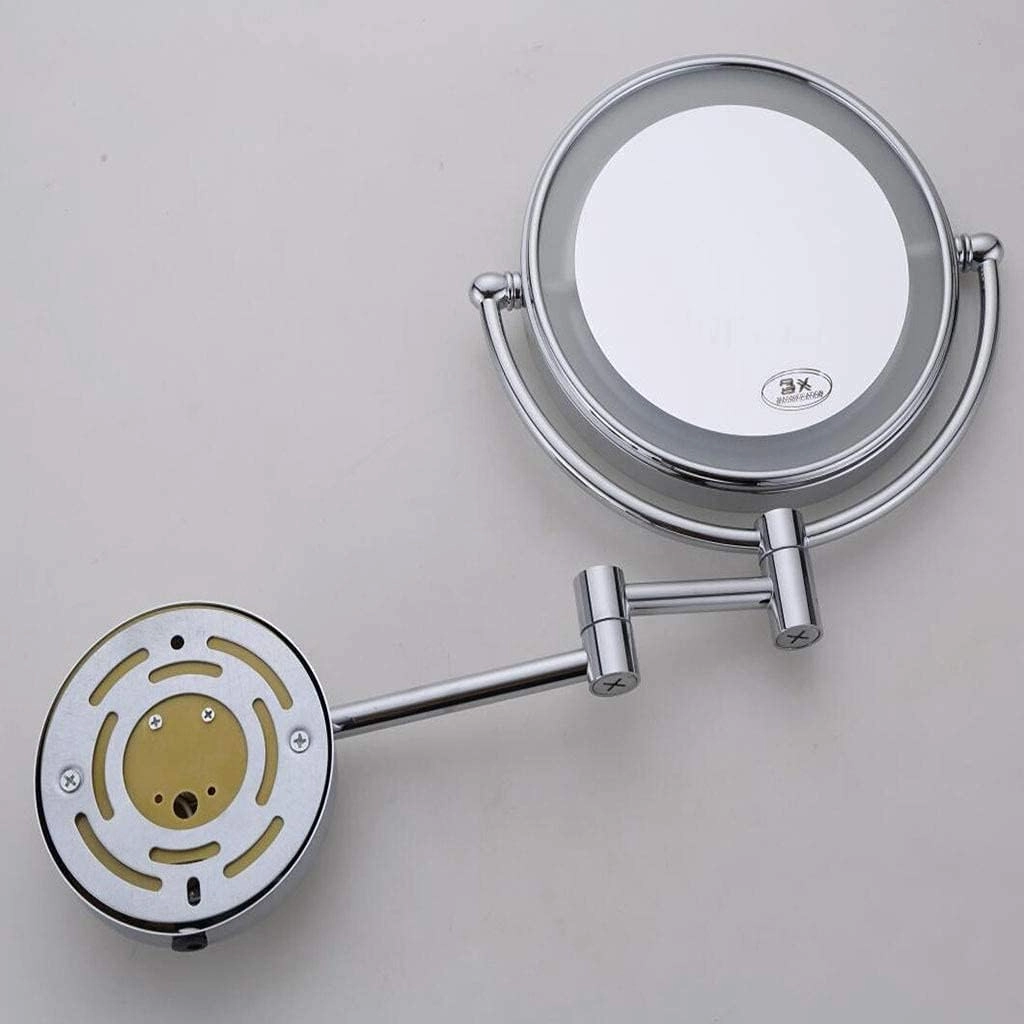 Vanity Mirror with Lights Makeup Mirror Wall Mount Round Cosmetic Mirror Double Sided Bathroom Mirror Shaving in Bedroom Powered by Silver_3X(Gold,3X)