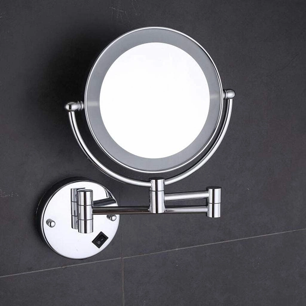 Vanity Mirror with Lights Makeup Mirror Wall Mount Round Cosmetic Mirror Double Sided Bathroom Mirror Shaving in Bedroom Powered by Silver_3X(Gold,3X)