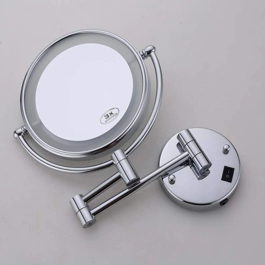 Vanity Mirror with Lights Makeup Mirror Wall Mount Round Cosmetic Mirror Double Sided Bathroom Mirror Shaving in Bedroom Powered by Silver_3X(Gold,3X)