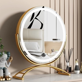 Vanity Mirror with Lights, Round LED Makeup Mirror, Adjustable Brightness, 3 Color Lighting Sets, Touch Control, for Dressing Room, 360 Degree Rotation with Smart Touch Control, Easy to Assemble,12IN