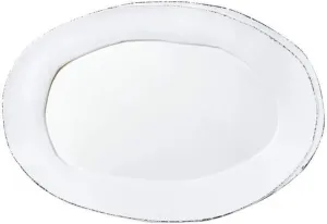 Vietri Lastra White Oval Platter, Stoneware Serving Plate for Steak Salad Dessert Seafood & Snack