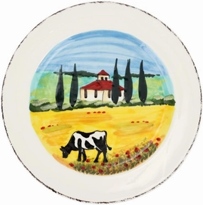 Vietri Terra Toscana Dinner Plate, 11 Inch Terra Bianca Ceramic Plate, Handcrafted Dinnerware