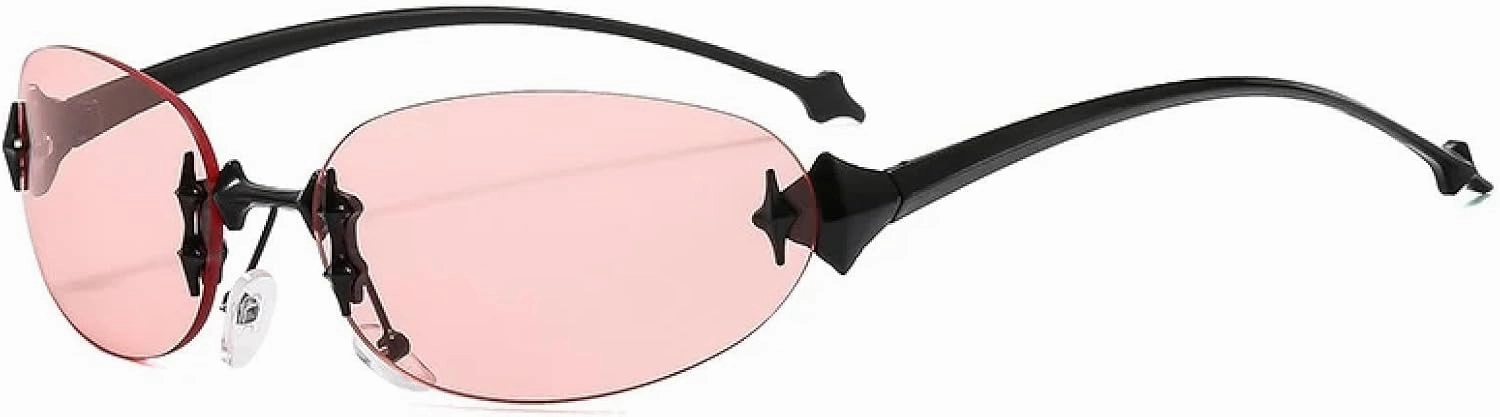 Vintage Frameless Oval Sunglasses Women Men Trending Outdoor Hip Hop Party Sunglasses Uv400