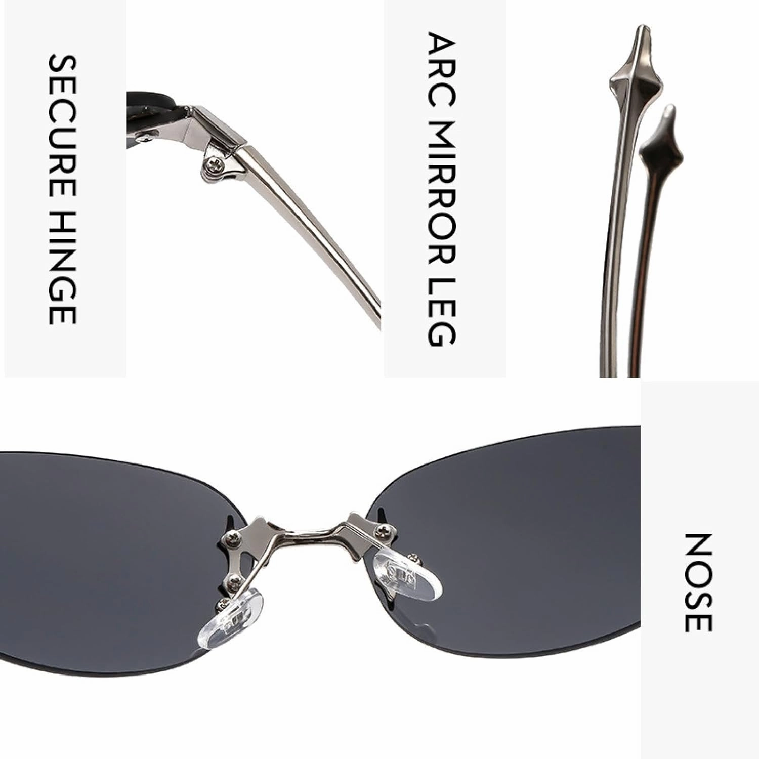 Vintage Frameless Oval Sunglasses Women Men Trending Outdoor Hip Hop Party Sunglasses Uv400