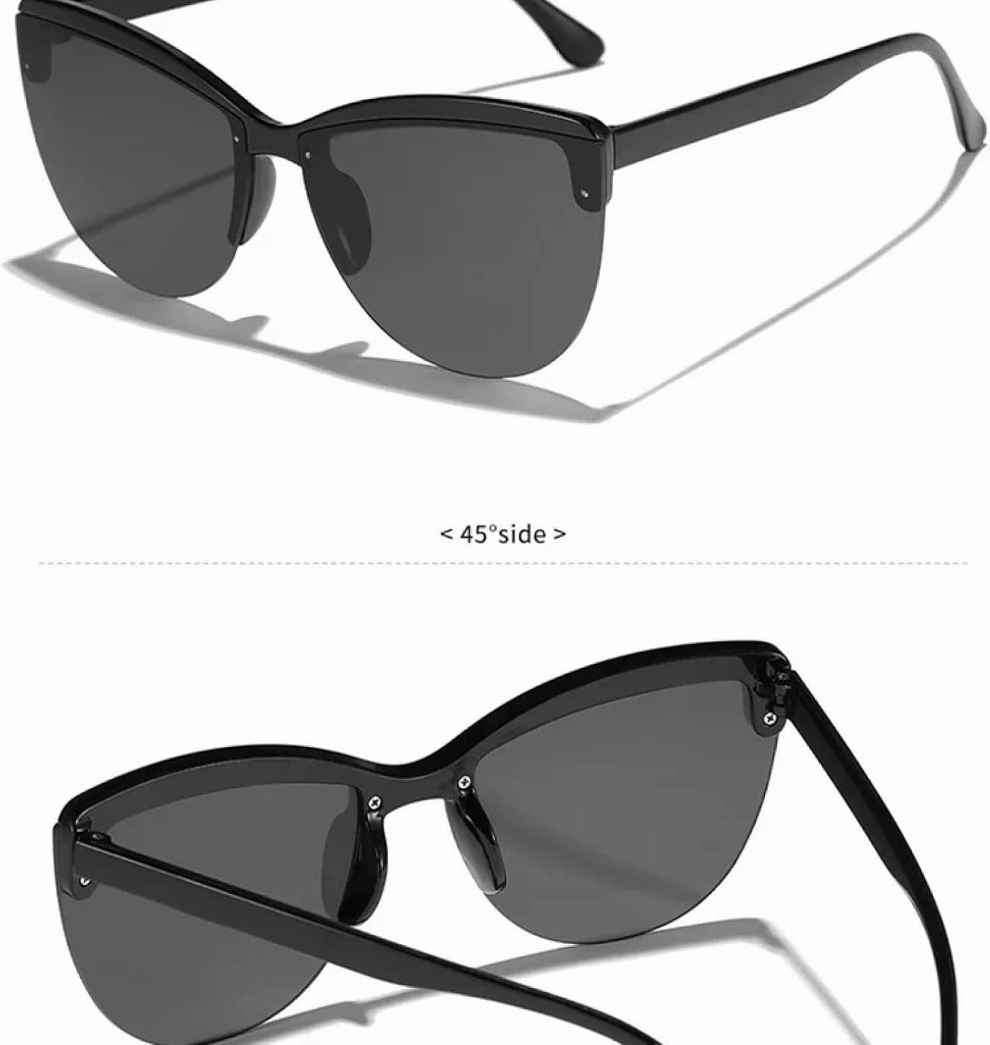 Vintage Half Frame Cat Eye Sunglasses Women for Men Punk Sun Glasses Luxury Eyeglasses