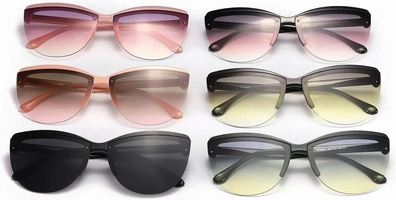 Vintage Half Frame Cat Eye Sunglasses Women for Men Punk Sun Glasses Luxury Eyeglasses