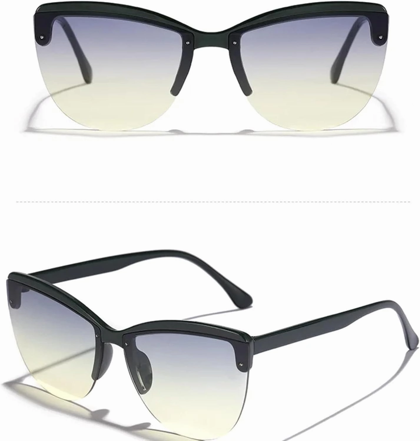 Vintage Half Frame Cat Eye Sunglasses Women for Men Punk Sun Glasses Luxury Eyeglasses