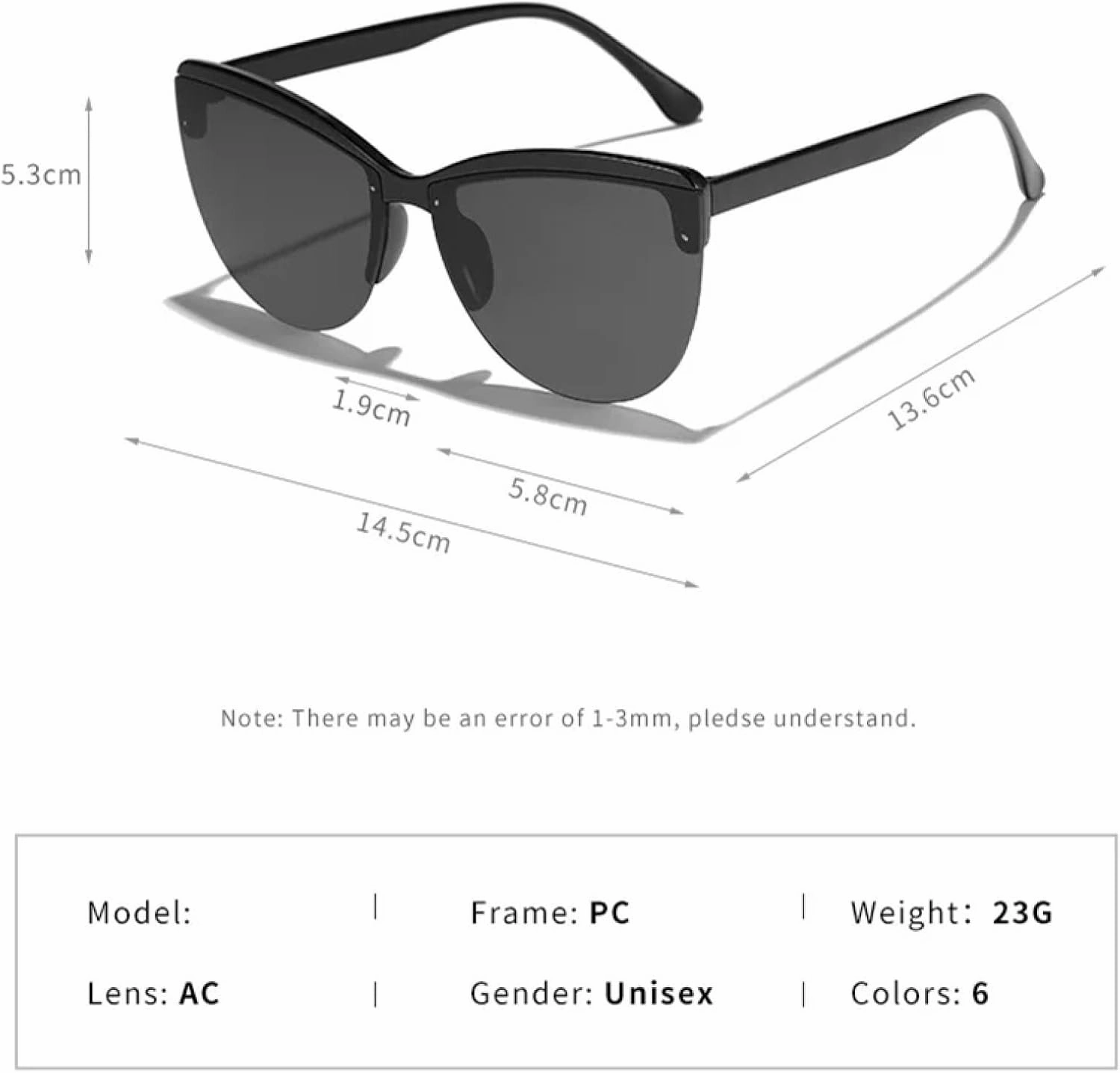 Vintage Half Frame Cat Eye Sunglasses Women for Men Punk Sun Glasses Luxury Eyeglasses