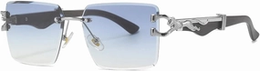 Vintage Rimless Sunglasses Women for Men Sun Glasses Luxury Fashion Trendy Punk Metal Leopard Shades