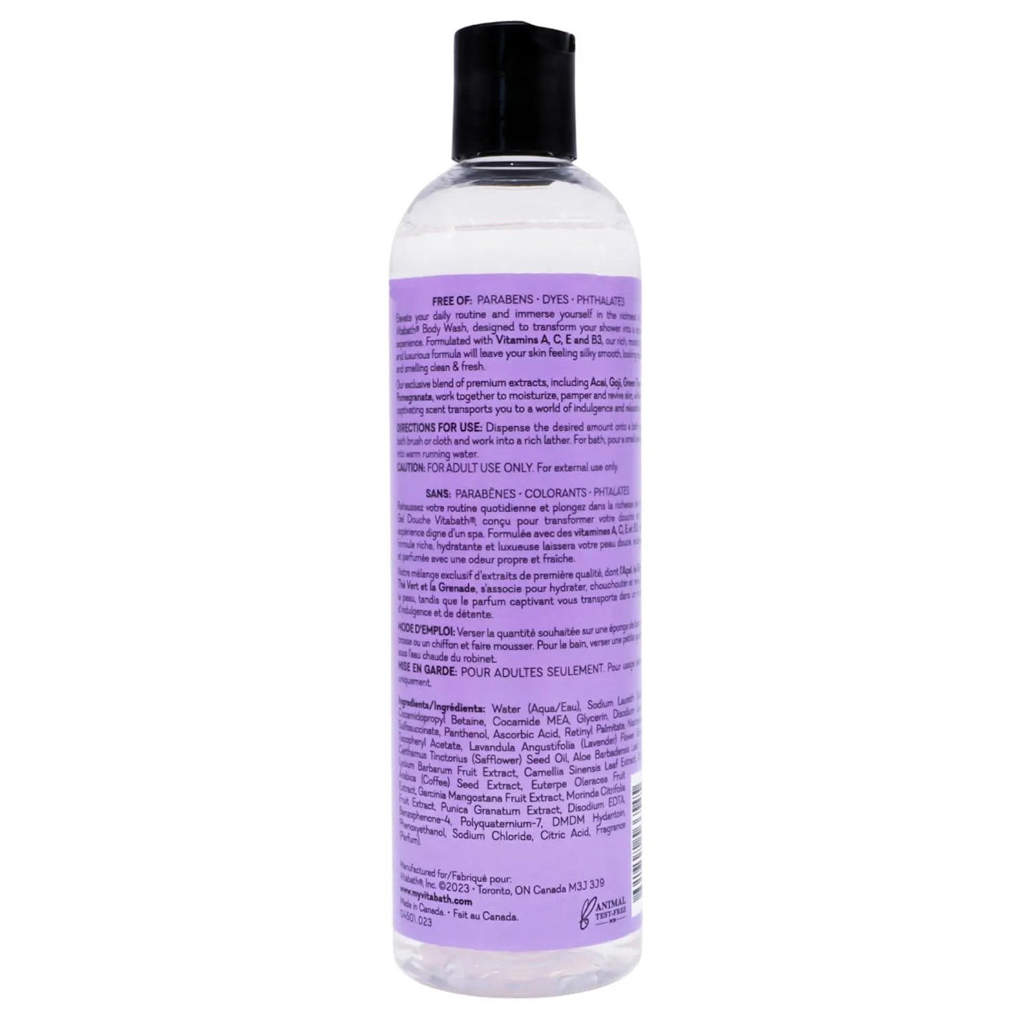 Vitabath Lavender & Chamomile Body Wash Moisturizing Bath & Shower Cleanser & Skincare Radiant Detox & Restore Nourishing Body Polish - Cruelty-Free, Paraben-Free - 12 oz
