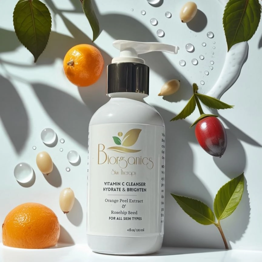 Vitamin C Facial Cleanser, Natural Orange Peel and Rose Hip Oil, Aloe Vera
