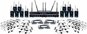 VocoPro 12 Channel UHF Wireless Headset & Lapel Mic System with Mic-On-Chip Technology, Black, 18.00 x 14.00 x 24.00