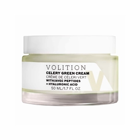Volition Beauty Celery Green Cream with Peptides   Hyaluronic Acid | Lightweight Oil-Free Facial Moisturizer | Minimizes Pores, Improves Firmness & Visibly Reduces Lines & Wrinkles