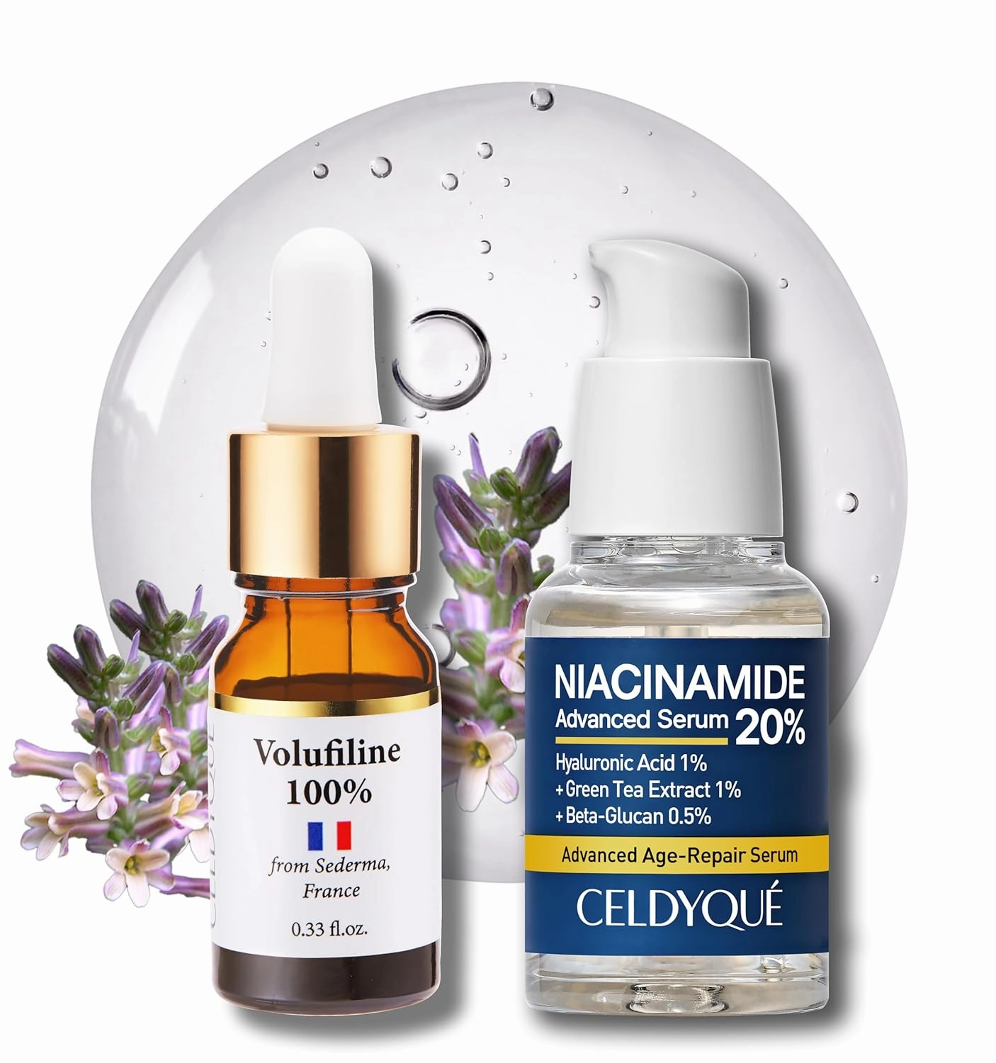 Volufiline & Niacinamide Serum Bundle – 100% Pure Volufiline for Skin Firming   20% Niacinamide for Pore Minimizing & Brightening – Anti-Wrinkle, Collagen Boosting & Even Skin Tone Korean Skincare
