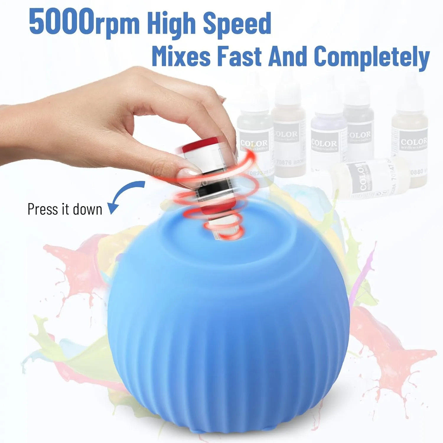 Vortex Mixer, Mini Nail Polish Shaker & Paint Shaker, 5000RPM Brushless Motor - Lab Mixer for Lash Glue, Acrylics, Inks, Pro Acryl Paints (Mixing Balls Included)