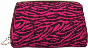 VOSERY Makeup Bag, Cosmetic Bags Travel Toiletry Bag for Women, Black red pink bright zebra print Make up Bag, Large Capacity Makeup Bag Organizer, Cute Makeup Pouch, Waterproof Leather Makeup Case