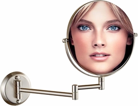 Wall Makeup Mirror, Cosmetic Mirror,1X 10X Magnification, Wall Mounted 8 Inch Vanity Mirror, Bathroom Mirror 360° Swivel Extension (Brushed Nickel)