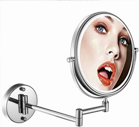 Wall Mirror for Bathroom , 6/8 in Wall Mounted Makeup Mirror with Magnification, Two-Sided Swivel Wall Mount Mirror, Two-Sided Extendable, 360 Degree Swivel, Extendable Arm, Round, No Light ( Color :
