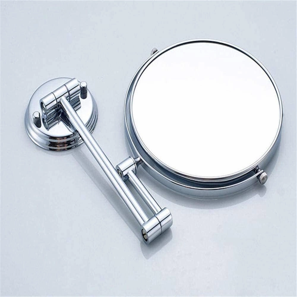 Wall-Mounted Cosmetic Mirror Hotel Bathroom Folding Telescopic Shaving Mirror 3 Times Magnification Double-Sided Mirror(8 inch Black)