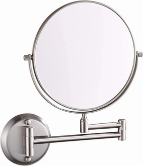 Wall Mounted Lighted Makeup Mirror Nickel Finish Double Sided Magnifying Shaving Mirror, 360° Swivel Extendable Folding Bathroom Vanity Mirrors(10x)