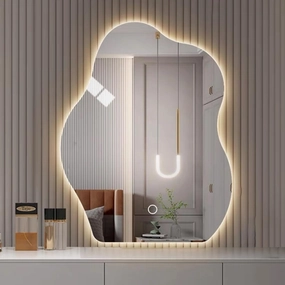 Wall Mounted Lighted Modern Mirror, LED Bathroom Mirror with Lights, Adjustable Tri Tone LED Lighted Makeup Mirror, Smart Touch Sensitive Makeup Vanity Mirror, for Bathroom Bedroom, 3 Lighting Modes(4